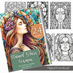Digital Adult Coloring Book Procreate | Printable Pdf | Coloring Book For Adults And Kids | Grayscale | Instant Download | Stained Glass