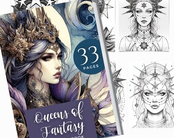 Digital Adult Coloring Book Procreate | Printable Pdf | Coloring Book For Adults And Kids | Grayscale | Instant Download | Fairies