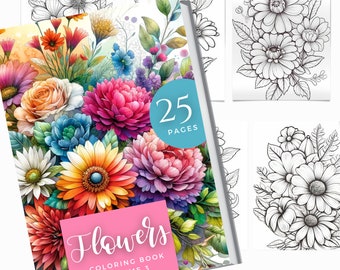 Adult Coloring Pages | Botanical Floral Plant Coloring Pages | Flower Coloring Book | Adults And Kids Colouring Books | Grayscale Coloring