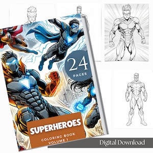 Coloring Books For Procreate | Superhero Coloring Pages | Activities For Kids | Superhero Birthday | Kids Coloring Book | Digital Download
