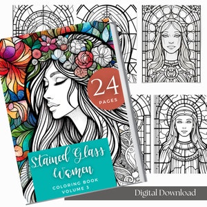 Digital Adult Coloring Book Procreate | Printable Pdf | Coloring Book For Adults And Kids | Grayscale | Instant Download | Stained Glass