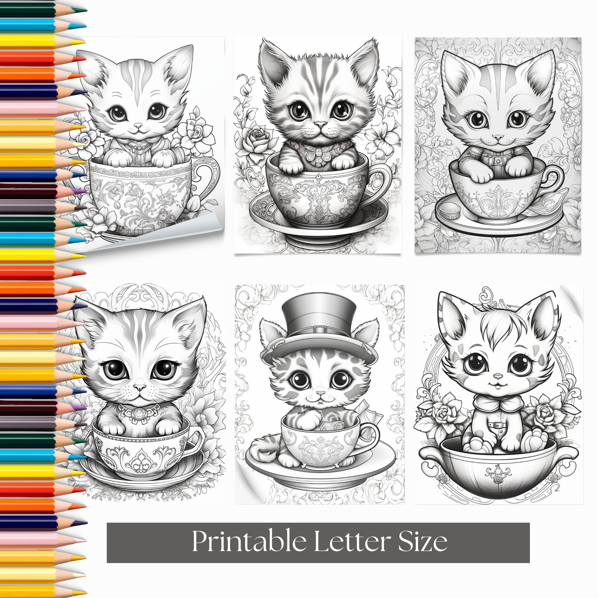 Digital Adult Coloring Book Procreate Cat Coloring Therapy PDF Coloring ...