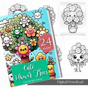 Flower Coloring Book | Printable Pdf | Grayscale Coloring | Adults Kids Coloring Pages | Instant Download | Beautiful Flowers Coloring Page