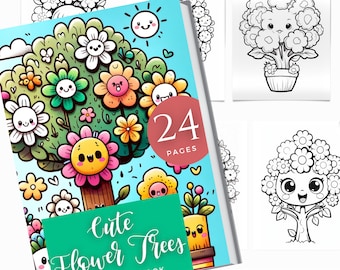 Flower Coloring Book | Printable Pdf | Grayscale Coloring | Adults Kids Coloring Pages | Instant Download | Beautiful Flowers Coloring Page
