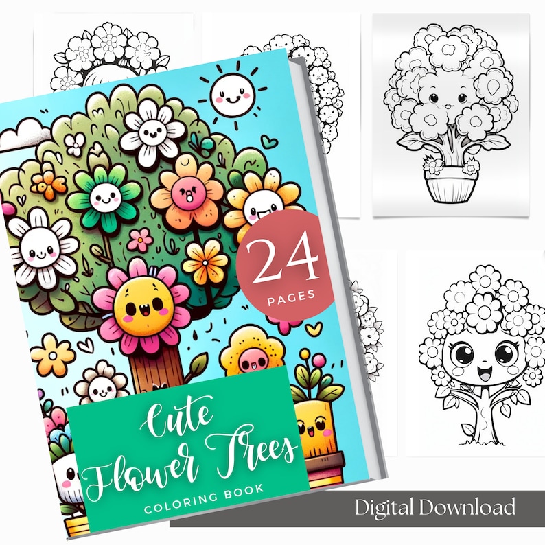 Flower Coloring Book | Printable Pdf | Grayscale Coloring | Adults Kids ...
