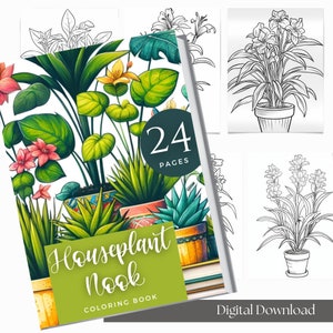 Adult Coloring Book For Procreate | Digital Download | Plant Lover Art | House Plant Coloring Book | Instant Download Printable Pdf File