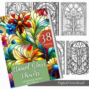 Digital Adult Coloring Book Procreate | Printable Pdf | Coloring Book For Adults And Kids | Grayscale | Instant Download | Stained Glass