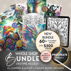 Whole Shop Mega Bundle Coloring Pages and Book | Printable Coloring Pages For Adults And Kids | PDF Digital Download | Colouring Sheets