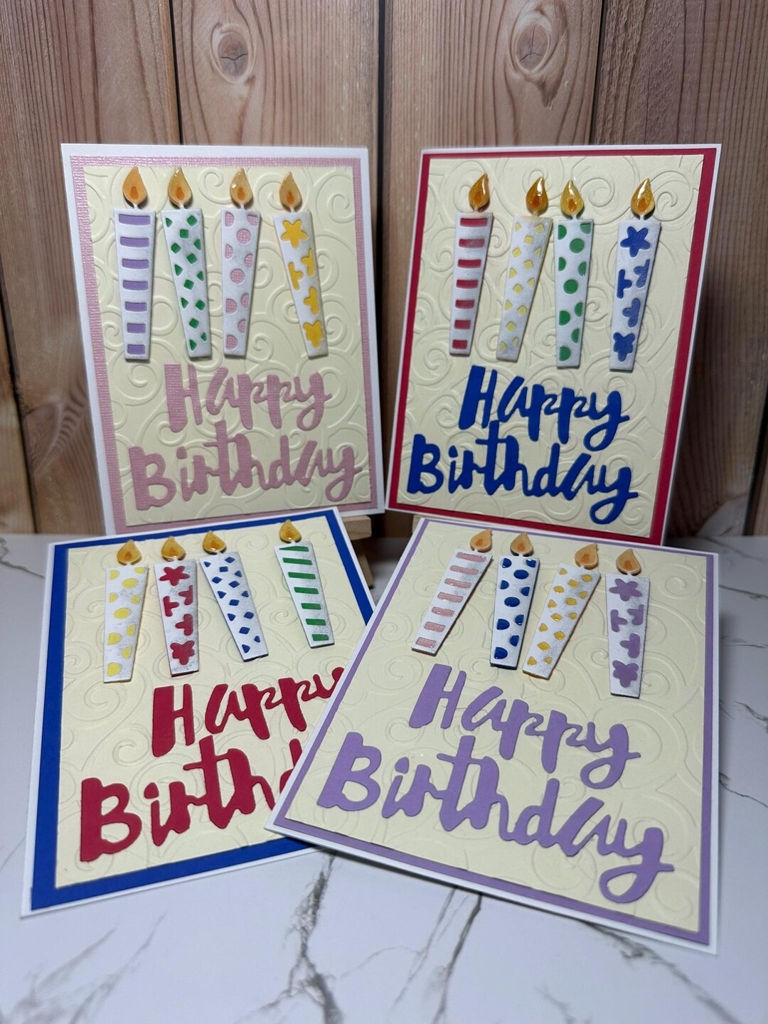 Handmade Birthday Card Set – Candle Design, Cheerful Celebration - Etsy