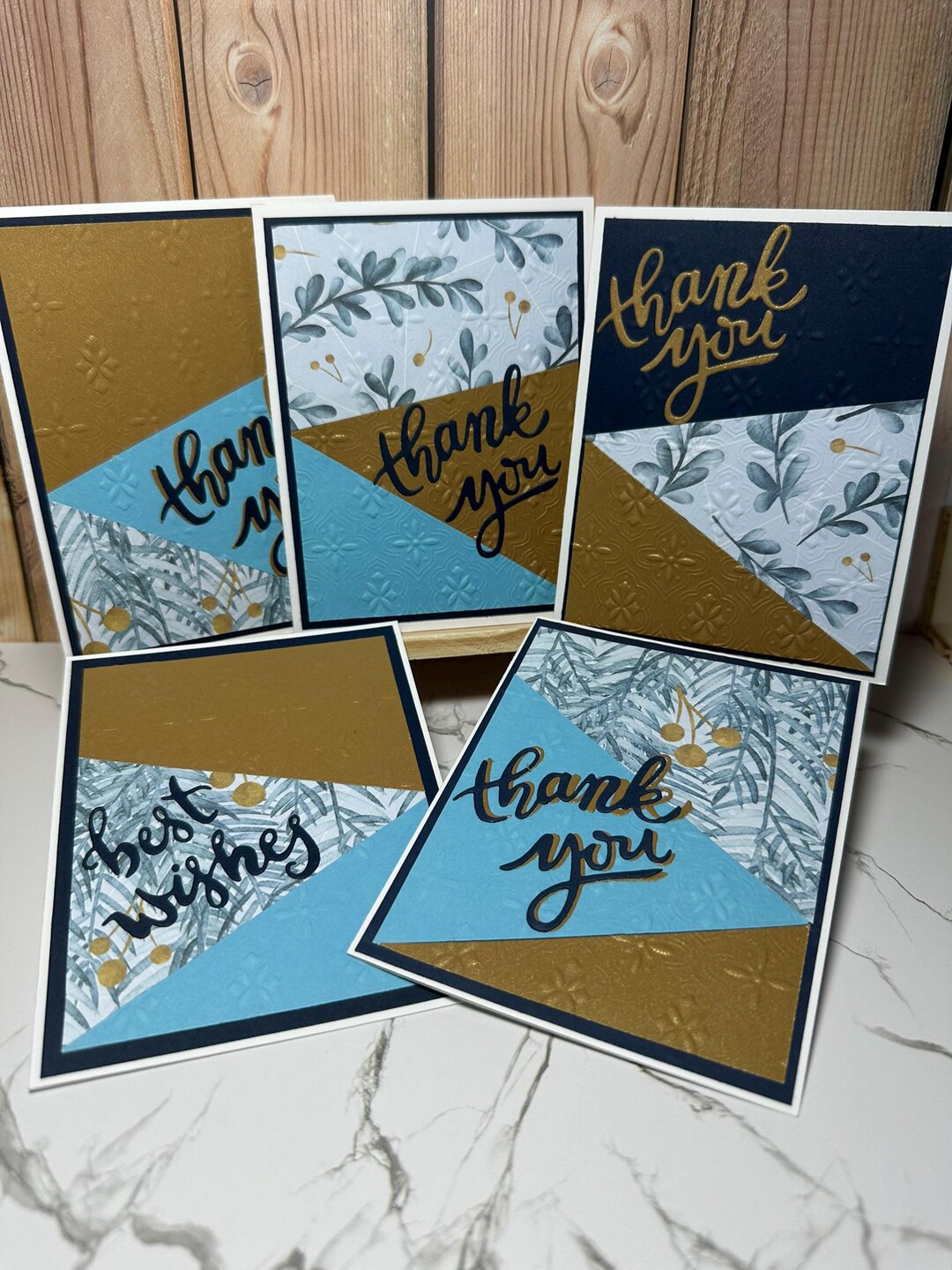 Set of 5 Handmade Thank You Cards – Blank Inside – Minimalist Card Set ...