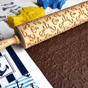 ANCLAS ; Rodillo de madera en relieve, HQ grabado con láser profundo
