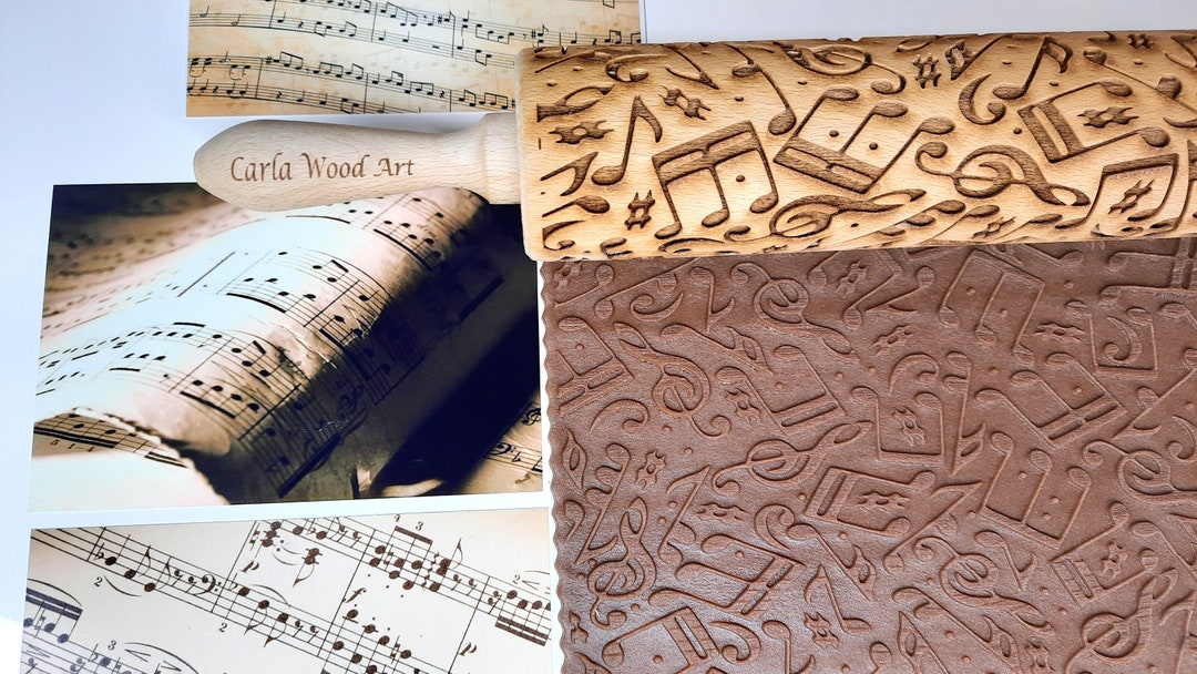 MUSICAL NOTES ; Embossing Wooden Rolling Pin, Laser Deep Engraved HQ - Etsy