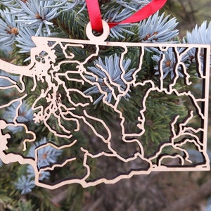 Wooden Washington River System Ornament