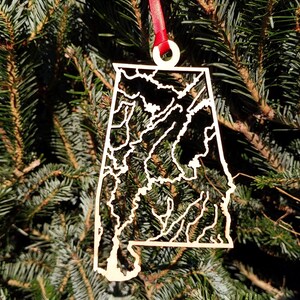 Wooden Alabama River System Ornament