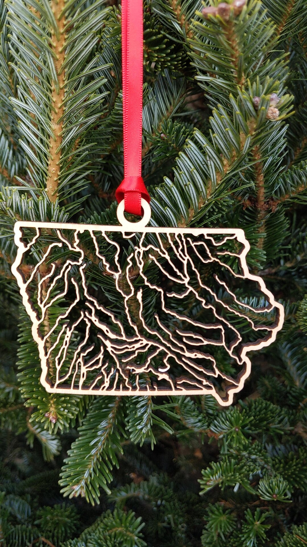 Wooden Iowa River System Ornament - Etsy