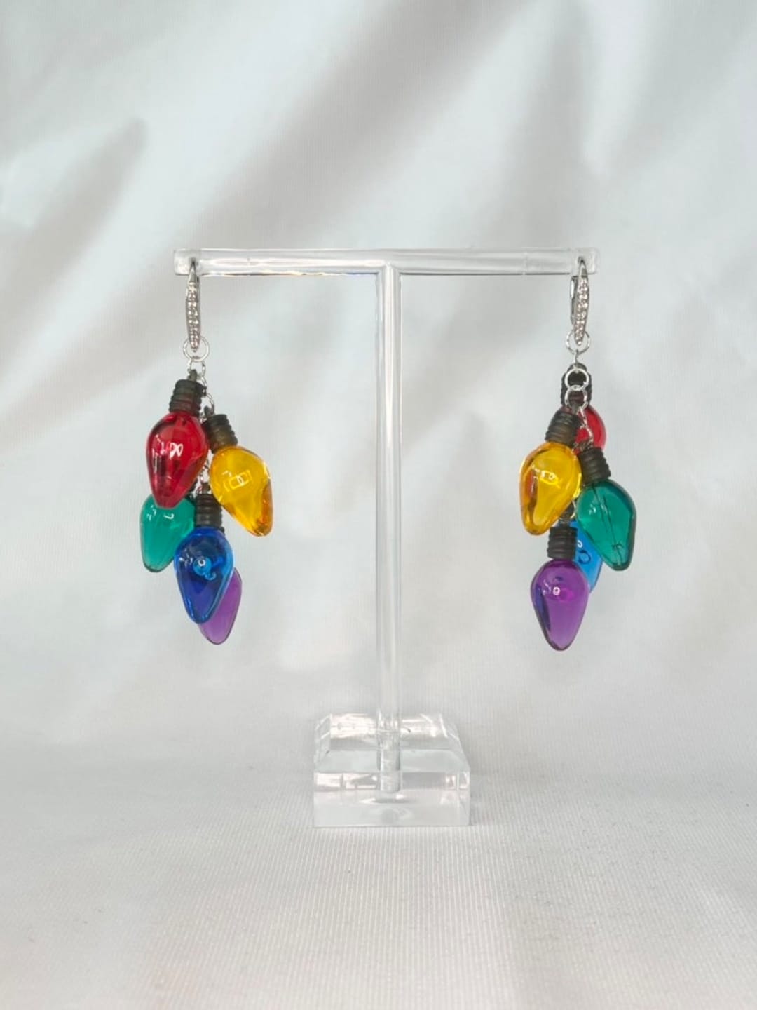 Multicolor Christmas Light Bulb Earrings Sterling Silver/14kt Gold Etsy