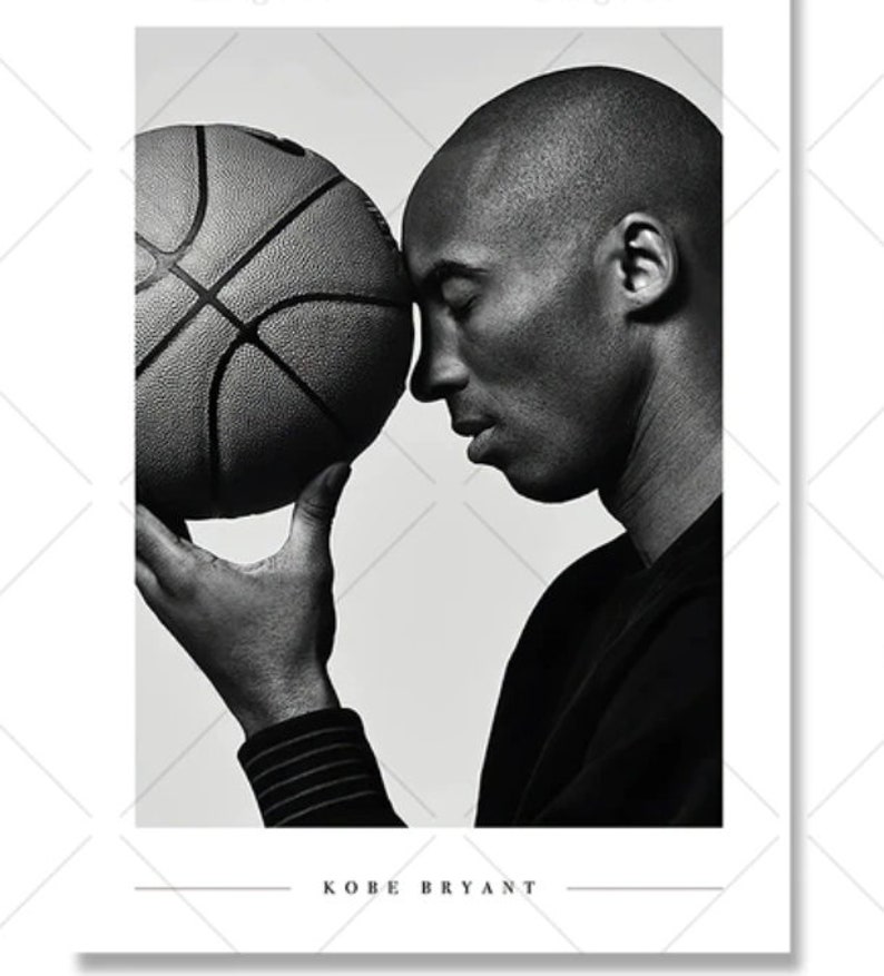 Zwart-wit foto's van historische momenten in de sport en de atleten die ze hebben gemaakt, Sportgeschiedenis Nordic Room Decor Kobe Bryant