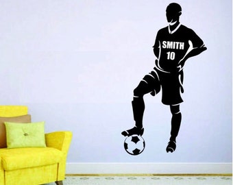 Personalized Soccer Wall Stickers, Customizable Soccer Room Decor, Soccer Player Customizable Room Decor