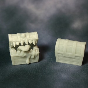 Treasure Chest Mimic and Treasure chest Miniatures, 3D Printed, Unpainted