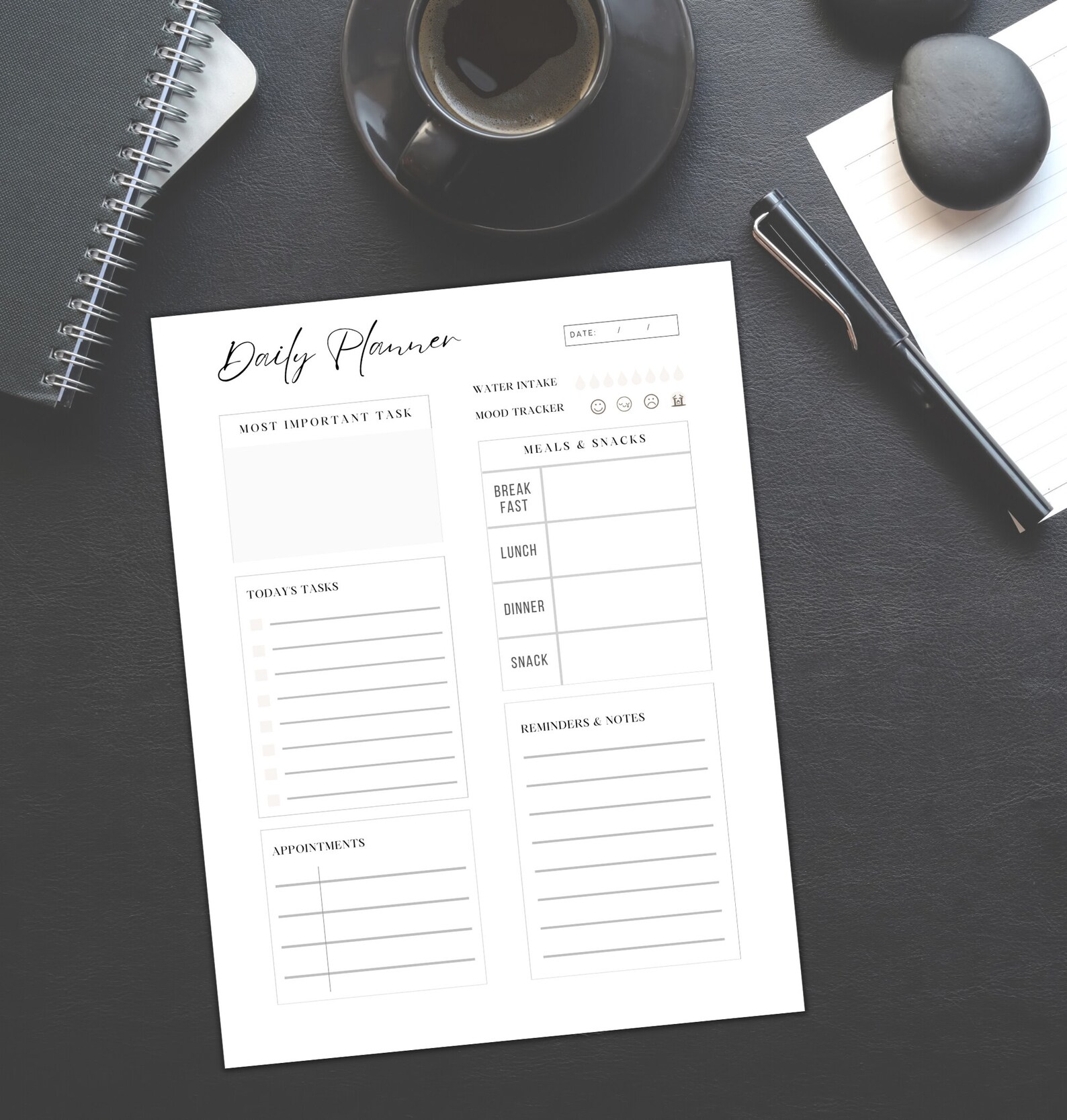 Printable & Fillable Daily Planner Instant Download Etsy