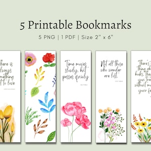 Watercolor Flowers Bookmarks | Printable Bookmarks