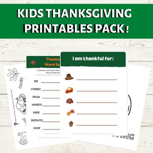 Kids Thanksgiving Printable Activities Bundle, Thanksgiving Placemat, Coloring Pages, Thanksgiving Games for kid, instant digital download