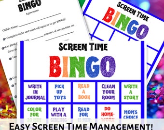 Screen Time Bingo, Chore Chart for Kids (Printable PDF)