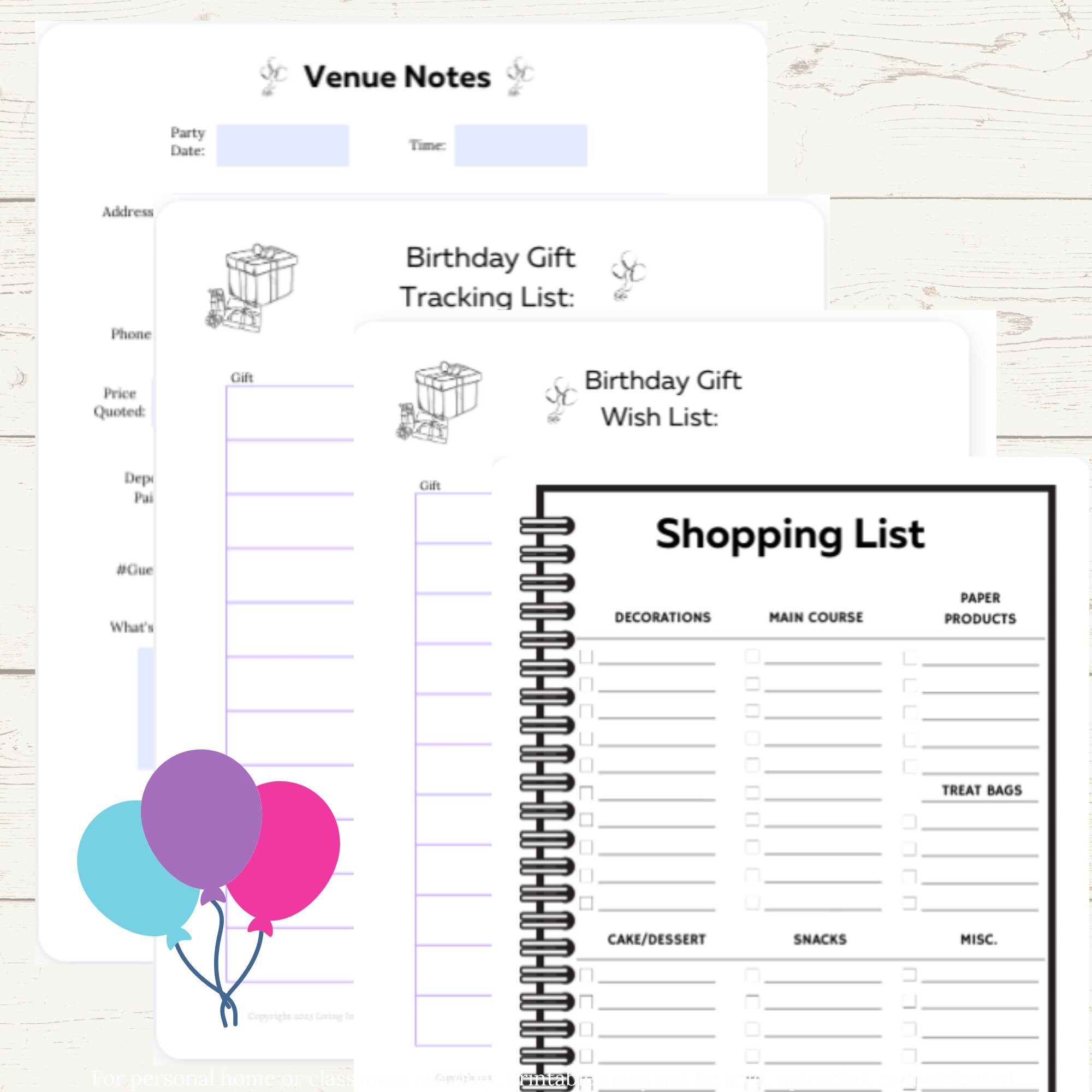 Kids Birthday Party Planner, Printable Checklist (digital Download) - Etsy