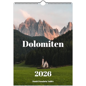 Kalender Alperna Dolomiterna 2026 Berg Gåva Jul Natur Sydtyrolen Italien Väggkalender Landskap Alperna Trentino