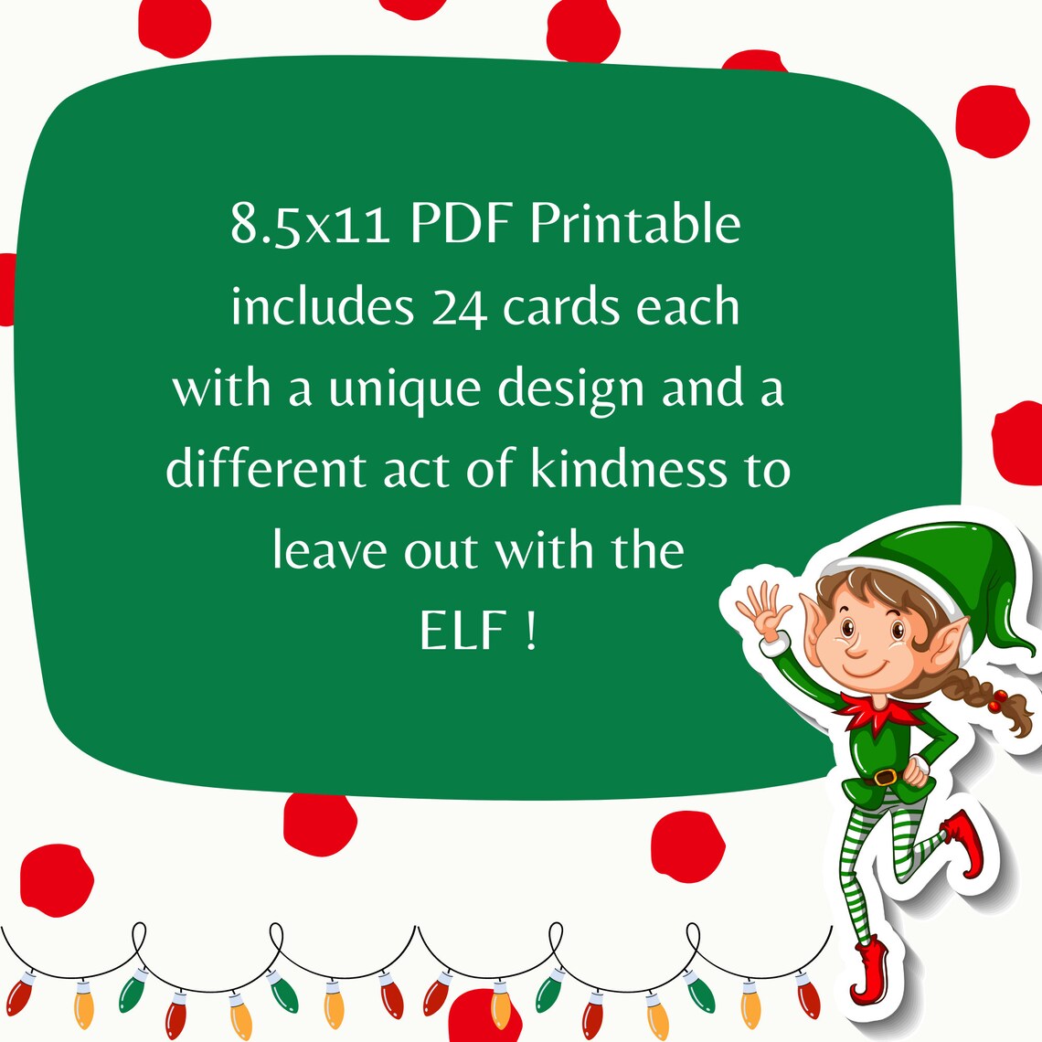 Christmas Elf Printable Cards, Elf Acts of Kindness Cards, Instant ...
