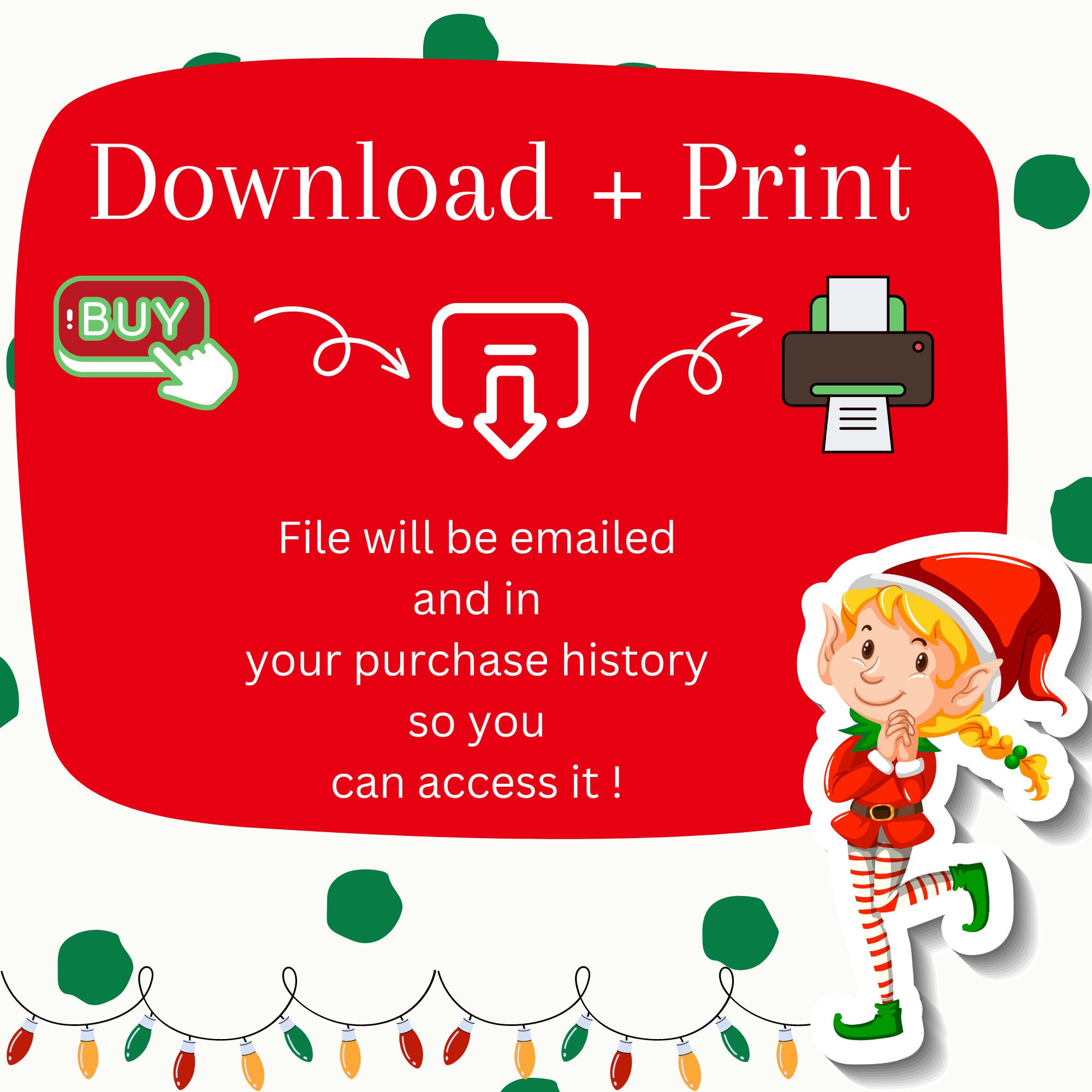 Christmas Elf Printable Cards, Elf Acts of Kindness Cards, Instant ...