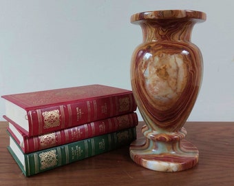 Vintage Vase aus massivem Onyx mit schönen braunen und grünen Streifen