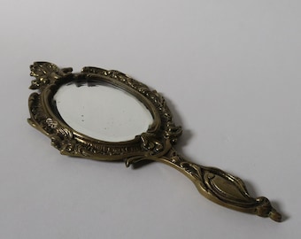Antique Ornate Brass Hand Mirror