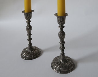 Pair of Vintage Silver-Plated Ornate Candle Holders