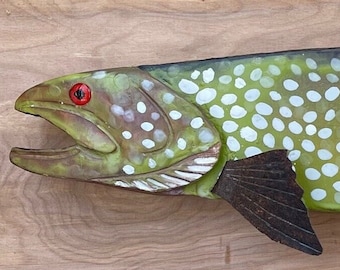 Lake Trout,MADE to ORDER, Fish Wall Art, Fish Carving, Wooden Fish, Painted Fish Sculpture