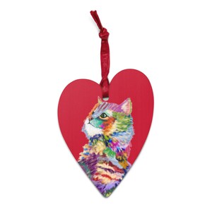 Kitten Wooden Heart Ornament and Magnet