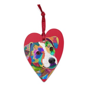 Jack Russell Terrier Wooden Heart Ornament and Magnet