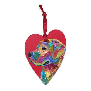 Golden Retriever Wooden Heart Ornament and Magnet