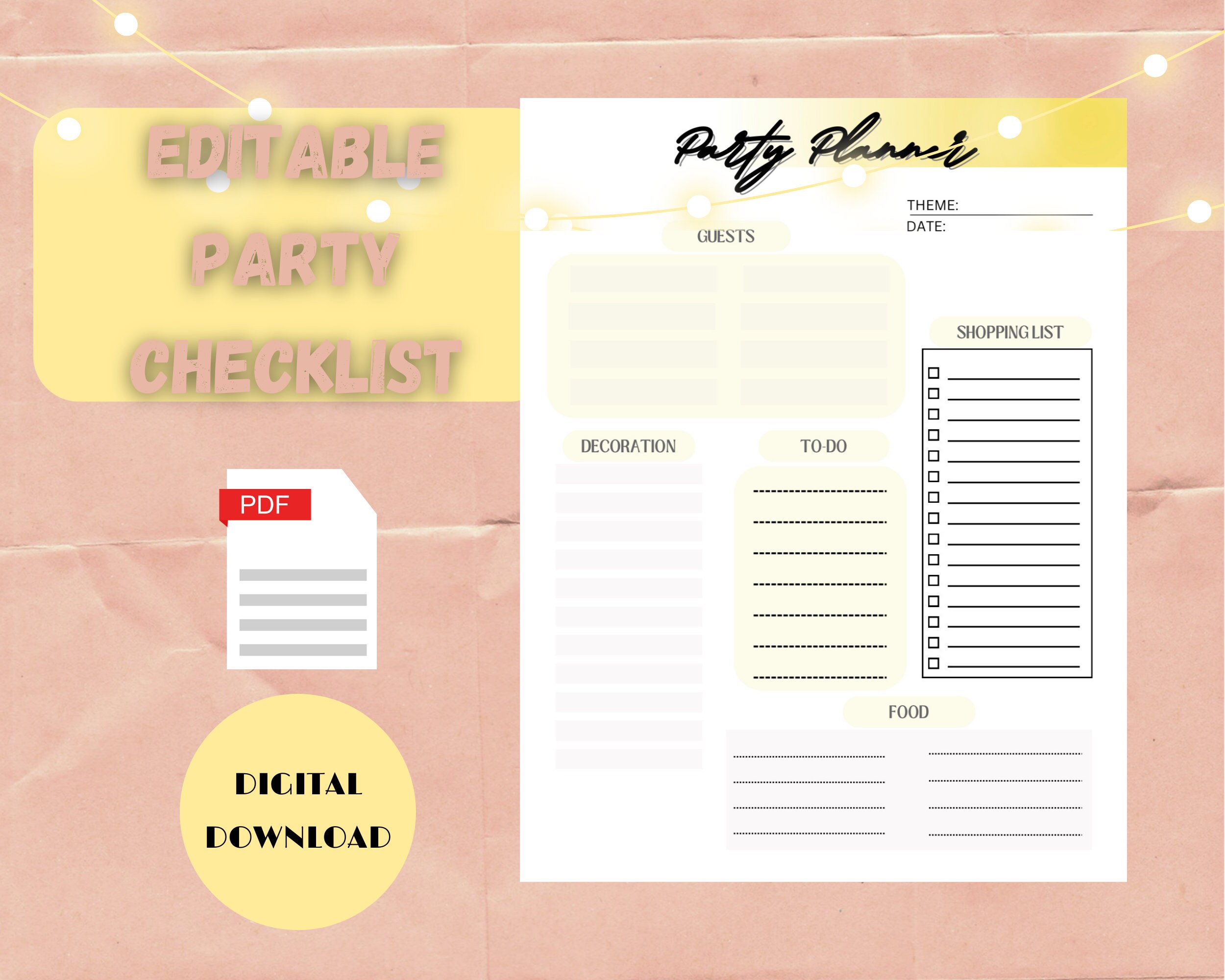 EDITABLE Party Planner Event Planner Printable Birthday Planner Instant ...