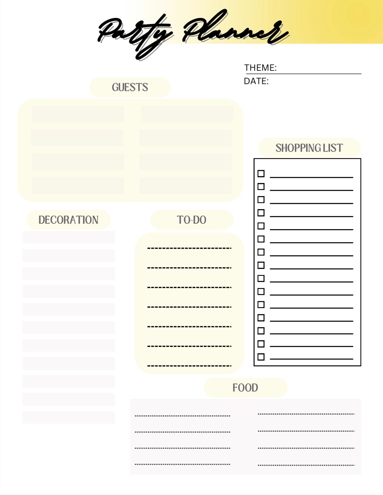 EDITABLE Party Planner Event Planner Printable Birthday - Etsy
