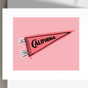 California Pennant Flag Coral Premium Art Prints