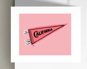 California Pennant Flag Coral Premium Art Prints