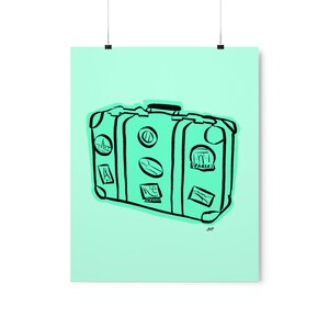 Suitcase Green Teal Premium Art Prints