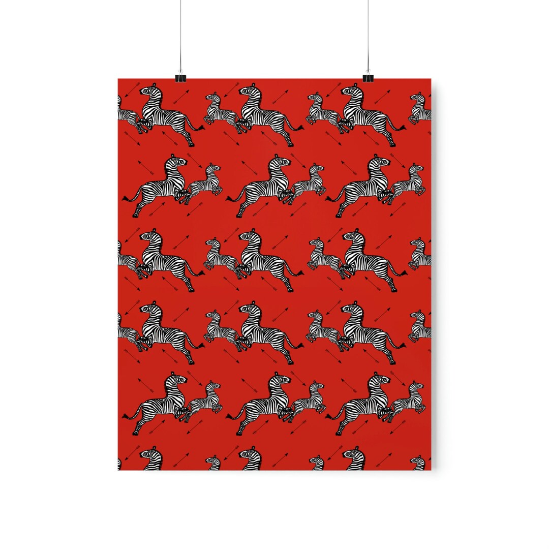 Royal Tenenbaums Zebra Wallpaper Red Premium Art Prints Etsy
