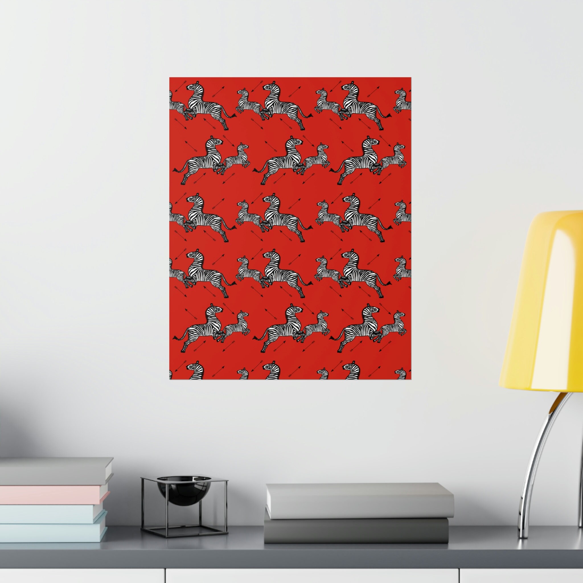 Royal Tenenbaums Zebra Wallpaper Red Premium Art Prints Etsy