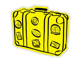 Vintage Suitcase Yellow Sticker
