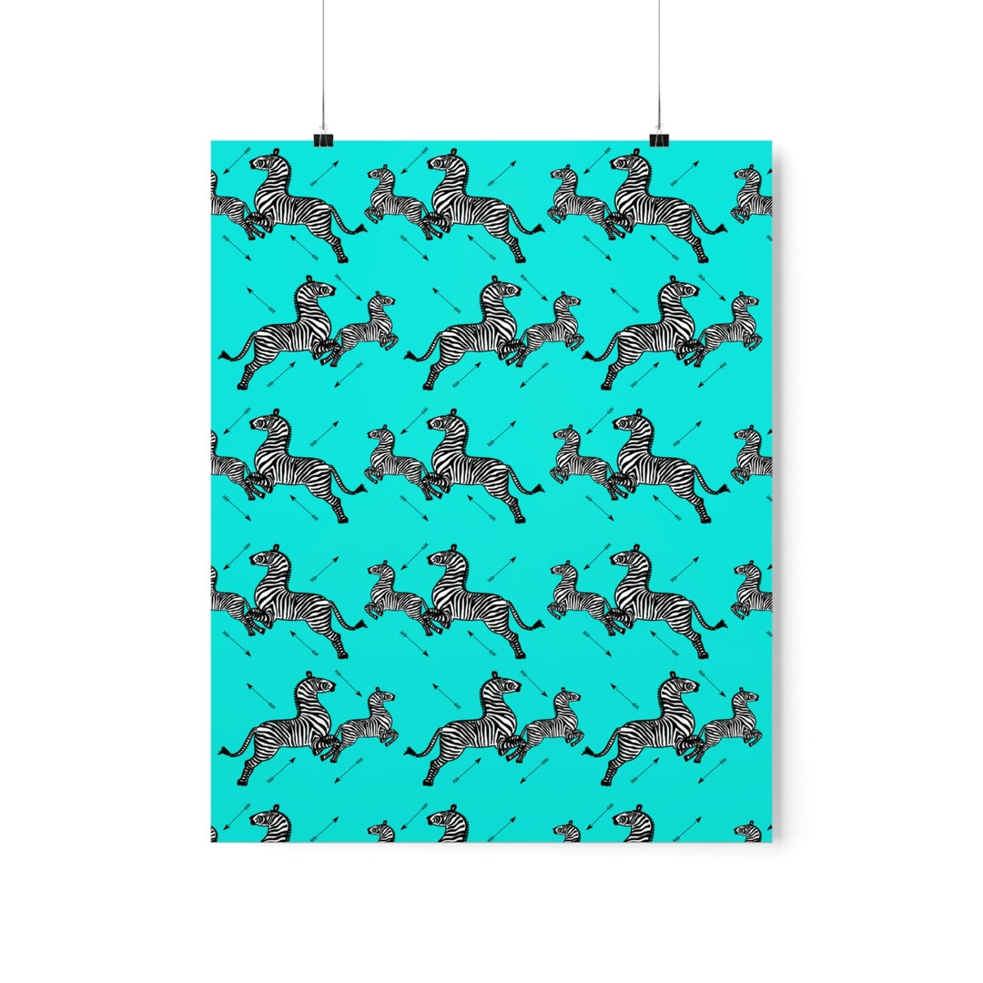 Royal Tenenbaums Zebra Wallpaper Green Premium Art Prints Etsy