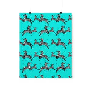 Royal Tenenbaums Zebra Wallpaper Green Premium Art Prints