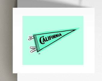 California Pennant Flag Green Premium Art Prints
