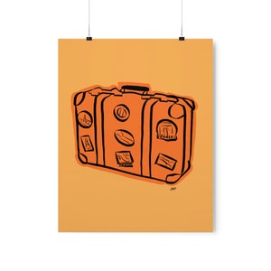 Suitcase Orange Premium Art Prints